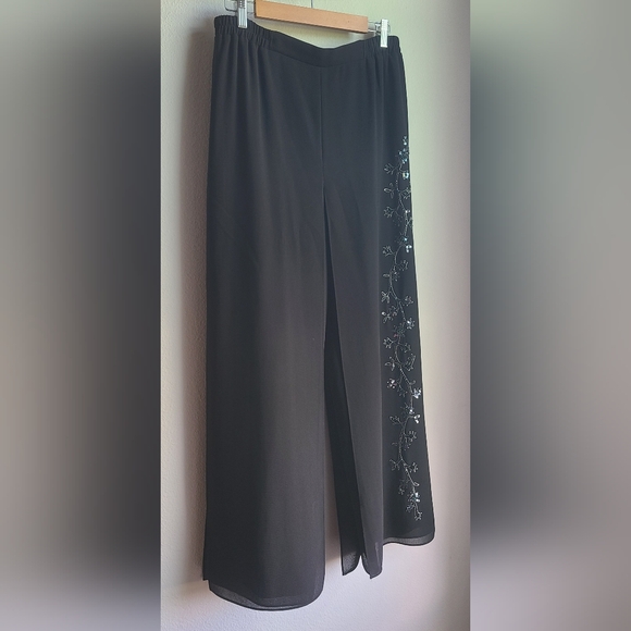 R&M Richards - Woman's 3 Pc Black Sequins Formal Jacket, Tank, & Pant Set, Sz 10 - Picture 3 of 12
